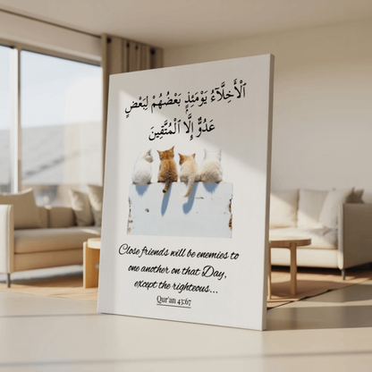 Islamic Wall Art - 'Friends Become Foes' Quran Verse - 18x24 Canvas - Surah Az-Zukhruf 43:67